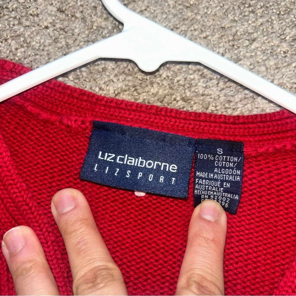 Liz Claiborne Red Sweater with Dog Design - Picture 3 of 4